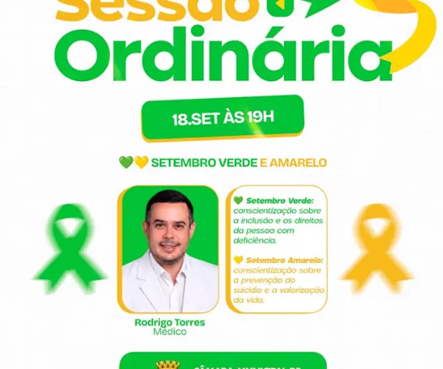 📢 SESSÃO ORDINÁRIA | SETEMBRO VERDE E AMARELO 💚💛