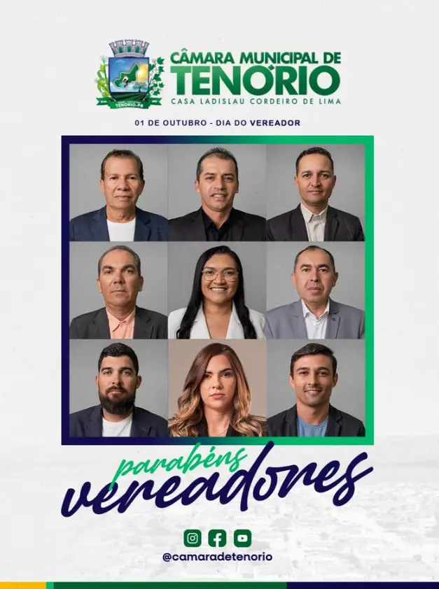 Neste Dia do Vereador, parabenizamos todos os vereadores pelo compromisso e dedicação ao povo tenorense.