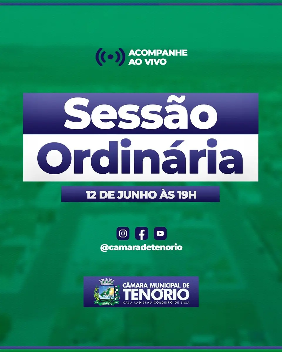 Câmara de Tenório convida população para Sessão Ordinária em 12 de junho