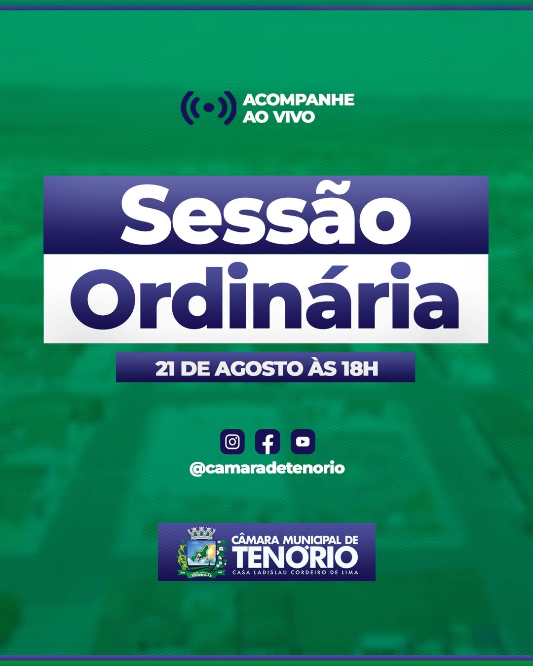 📢 SESSÃO ORDINÁRIA | CÂMARA MUNICIPAL DE TENÓRIO