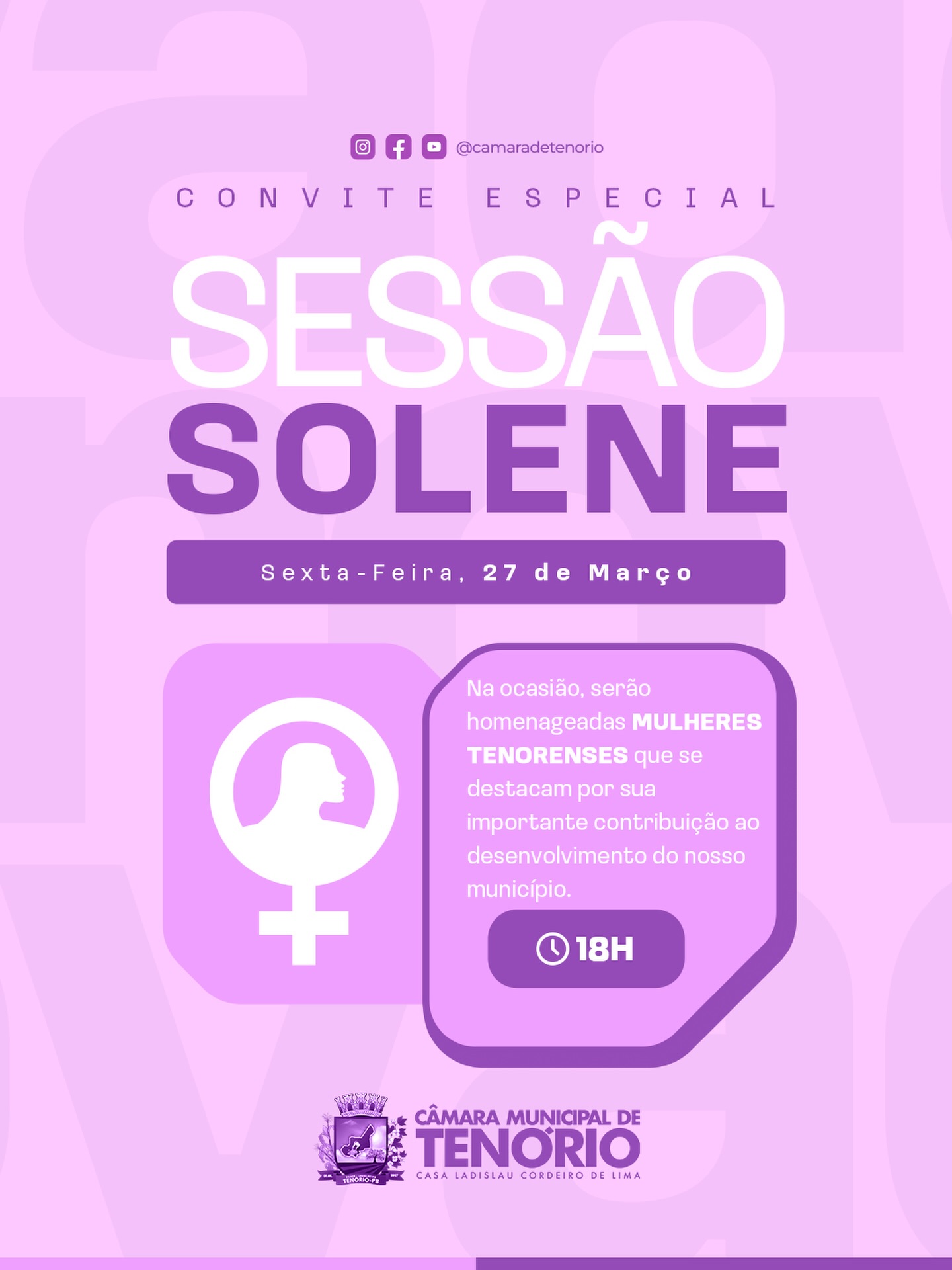 Sessão Solene em homenagem ao Dia Internacional da Mulher.